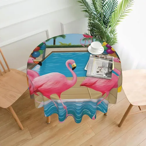 Miniatura 12 de Mantel redondo de 60 pulgadas impermeable con estampado de bulldogs ingleses, mantel circular para cocina, comedor, arrugas, mantel redondo
