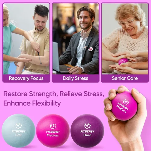 Miniatura 5 de FitBeast Grip Strength Trainer – 6 Pieces Hand Therapy Kit with Finger Extension Exerciser & Stress Balls for Adults, Rehab & Strength Training