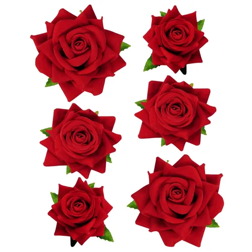 Topbuti 6 pinzas para el cabello con diseño de rosas y flores, accesorios para el cabello para mujeres y niñas, bailarinas de flamenco, mexicanas,