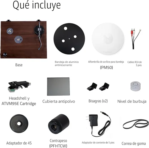 Miniatura 9 de Fluance RT81+ Elite - Tocadiscos reproductor de vinilo de alta fidelidad, cartucho Audio Technica VM95E, placa antirresonante, alfombrilla acrílica