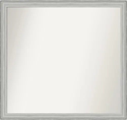 Miniatura 196 de Amanti Art Espejo de baño plateado para sobre fregadero, 25 x 25 pulgadas, espejo de tocador cuadrado estrecho de níquel cepillado, marco de madera