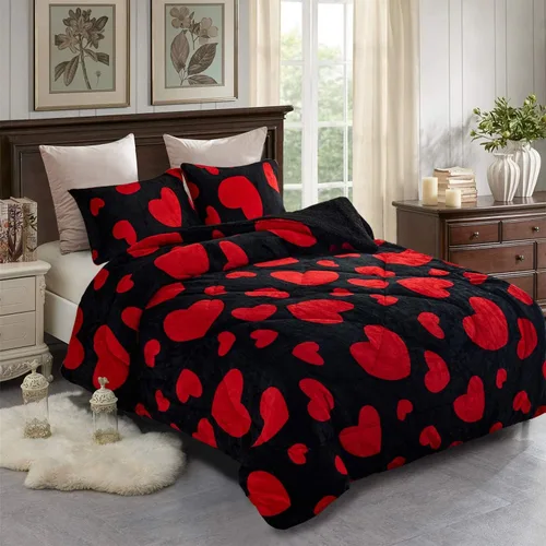 Miniatura 27 de Manta de lana JML, manta de Sherpa de 3 piezas, muy suave, cálida, estilo coreano, reversible, manta de borrego para el invierno estampada