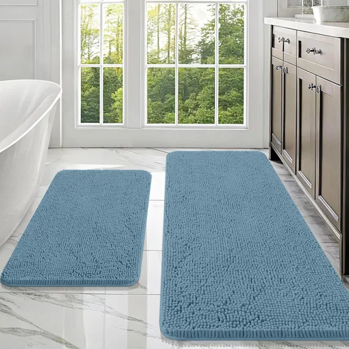 Miniatura 27 de OLANLY Juego de alfombras de baño de 2 piezas, alfombras de baño de chenilla suave y absorbente y alfombra de contorno en forma de U para inodoro