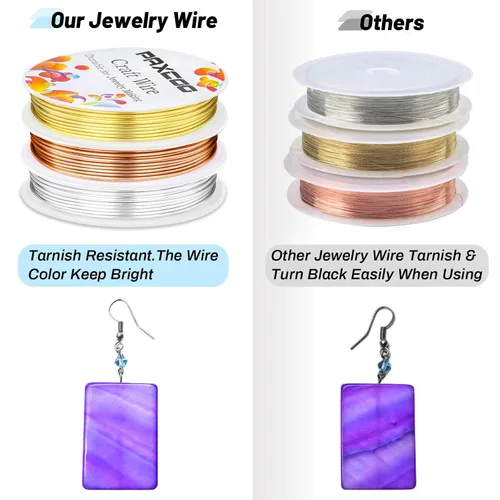 Miniatura 3 de Paxcoo Paquete de 3 alambres de joyería para manualidades, calibre 18, resistentes al deslustre, para suministros de fabricación de joyas