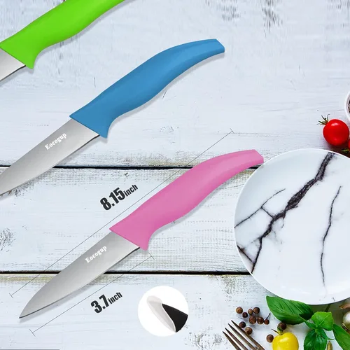 Miniatura 4 de Eocogup Cuchillo de pelar, cuchillos de pelar de frutas y verduras de 3.7 pulgadas, juegos de cuchillos de cocina pequeños súper afilados de acero