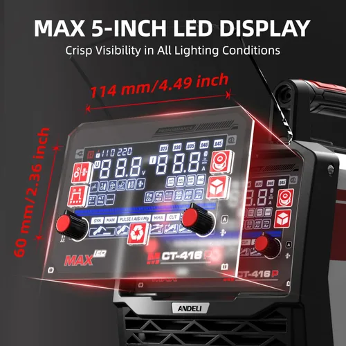 Miniatura 6 de ANDELI Soldador multiproceso, 8 en 1 cortador de plasma/pulsado MIG/HF TIG/núcleo de flujo/frío/limpio/palo máquina de soldadura de aluminio