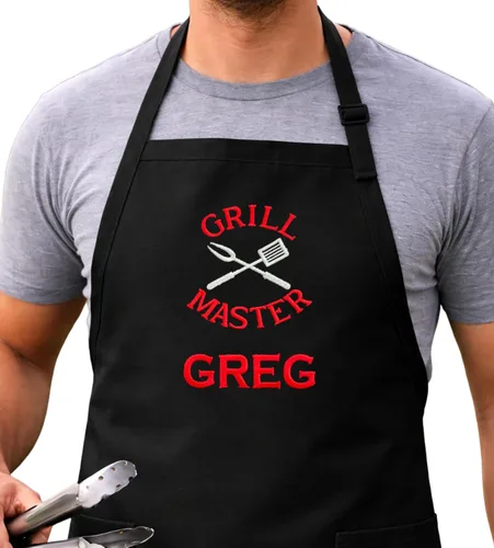 Miniatura 12 de Delantal de chef bordado personalizado con nombre personalizado, un regalo de calidad premium para hombres y mujeres Azul marino