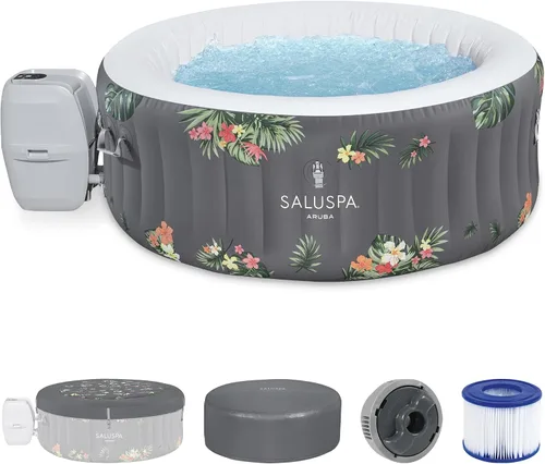 Miniatura 14 de Bestway SaluSpa Miami - Bañera de hidromasaje inflable para 2 a 4 personas, spa portátil de bajo consumo redondo para exteriores con 120 AirJets, 71