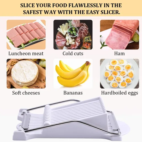 Miniatura 3 de Rebanador, Rebanador de Fiambres, Huevos Cocidos, Fruta, Queso Blando, Mantequilla, Rebanadores Cortadores, Alambres de Acero Inoxidable, Corta 10