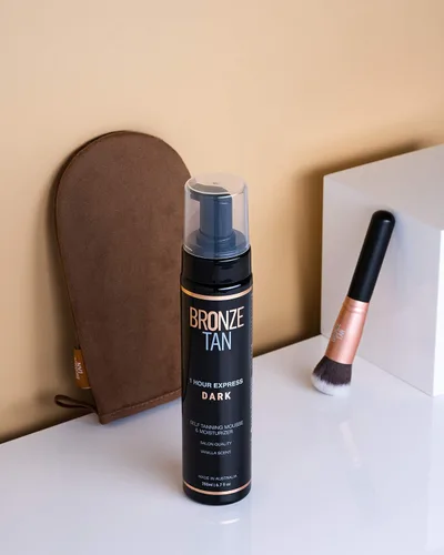 Miniatura 6 de Bronze Tan - Guante de gamuza color marrón para aplicar crema autobronceante para lograr una aplicación uniforme, manopla aplicadora, lavable