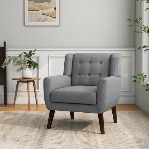 Miniatura 26 de Silla decorativa, sillas de tela moderna de mediados de siglo con brazos para sala de estar, cómodo sillón tapizado para dormitorio, sala de espera