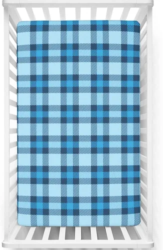 Miniatura 11 de Sábanas bajeras ajustables con temática a cuadros, sábanas portátiles para cuna, suaves y elásticas, sábana bajera para cuna para niños y niñas, 24