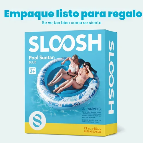 Miniatura 9 de SLOOSH Flotador inflable para piscina de bronceado, flotadores de piscina de 72 x 56 pulgadas para adultos con almohada, flotador redondo 4 en 1