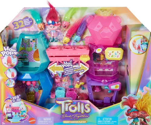 Miniatura 6 de Mattel DreamWorks Trolls Band Together Juguetes, Set de juego Mount Rageous con muñeca pequeña de la Reina Poppy y más de 25 accesorios, 4 Hair Pops