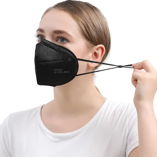 Paquete de 50 máscaras faciales de 5 capas envueltas individualmente, eficiencia de filtro ≥95% con cintas elásticas ajustables para las orejas