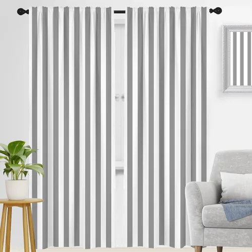 Miniatura 16 de zokyer Cortinas de ventana a rayas beige crema, modernas rayas verticales de 63 pulgadas de largo, 2 paneles, cortinas bohemias neutras para niños