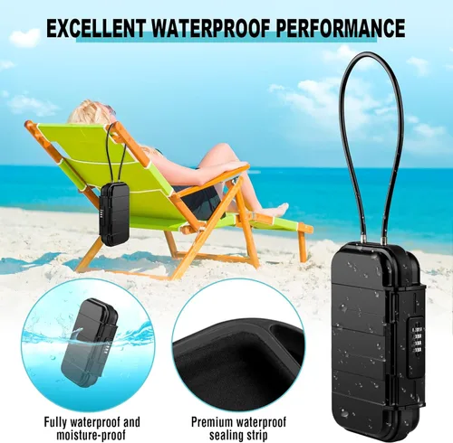 Miniatura 3 de HUANLANG Caja de Seguridad Portátil con Cerradura de Combinación Mini Caja de Seguridad para Playa y Viajes Caja de Seguridad Impermeable Pequeña