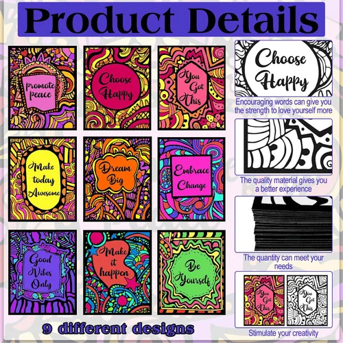 Miniatura 3 de Yeaqee 36 pósteres de terciopelo mullido para colorear, 8 x 10 pulgadas, citas inspiradoras, póster de terciopelo positivo, ideal para manualidades