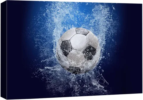 Miniatura 12 de .Wall26, lienzo de pared con pintura de pelota de tenis sobre piso de cancha. Balón de fútbol