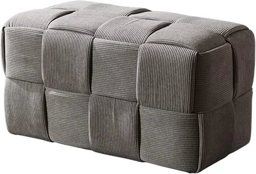 Miniatura 10 de QQXX Puf otomano tejido hecho a mano, taburete tapizado de terciopelo, moderno reposapiés cuadrado acolchado para sala de estar, dormitorio, entrada