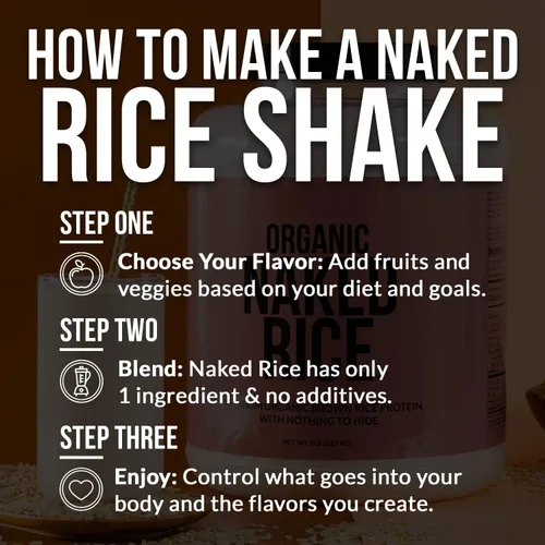 Miniatura 5 de Naked Rice 1 libra - Proteína orgánica de arroz integral, proteína vegana en polvo, sin OMG, sin gluten y sin soja. Proteína a base de plantas, sin