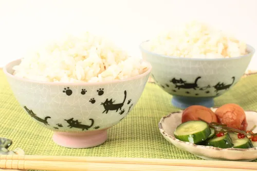 Miniatura 2 de Mino ware - Par de cuencos de arroz japoneses (2 unidades), fabricado en Japón (importación de Japón) MIG005 (gato negro)