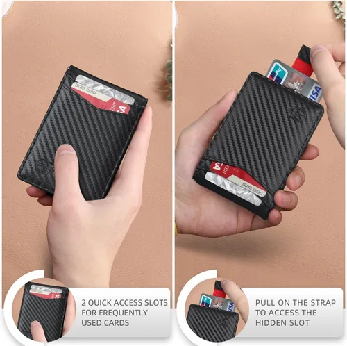Miniatura 50 de Cartera Zitahli minimalista, delgada, con bolsillo frontal plegable y clip para billetes, bloqueo RFID efectivo y diseño inteligente, para hombre
