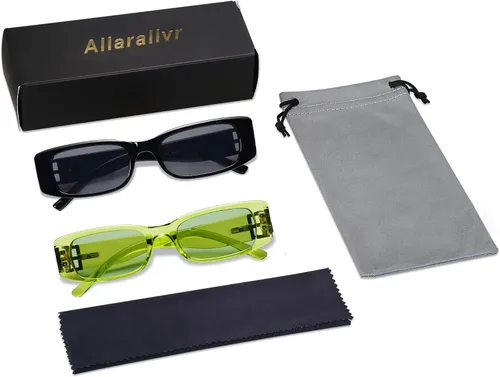 Miniatura 25 de Allarallvr Lentes de sol rectangulares para mujer, estilo retro de los años 90, Y2K, clásicos, vintage, cuadrados, AR82037