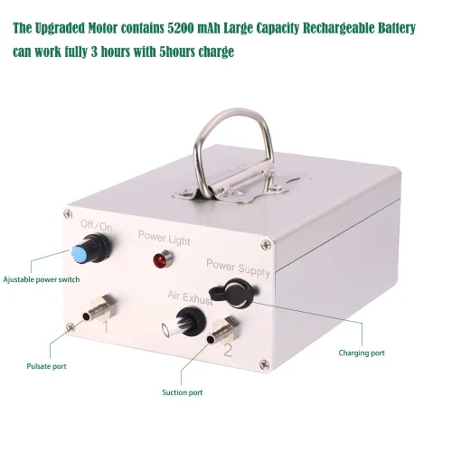 Miniatura 3 de Máquina de ordeño eléctrica de cabra de 3 litros, bomba de vacío de pulsación automática recargable con 2 tazas de pezón, cubo de acero inoxidable