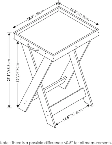 Miniatura 3 de Furinno Mesa auxiliar moderna y sencilla, mesa auxiliar cuadrada de 2 niveles con estante inferior abierto y patas en X, mesita de noche Espresso
