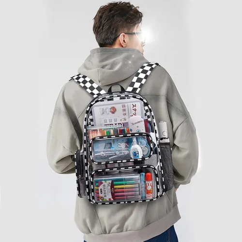 Miniatura 45 de CAMTOP Mochila transparente resistente y transparente para estudiantes, escuela, trabajo, festival, viajes, deportes, Beige, Mediana, Camtop Mochila