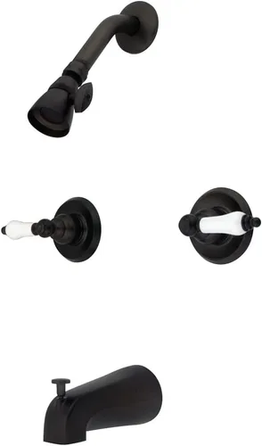 Miniatura 4 de Kingston Brass KB248PL Grifo de bañera y ducha con manija decorativa, níquel cepillado