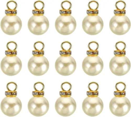 Miniatura 19 de PATIKIL 100 cuentas de perlas de perlas de imitación con diamantes de imitación DIY para hacer joyas, pulseras y aretes Plateado blanco