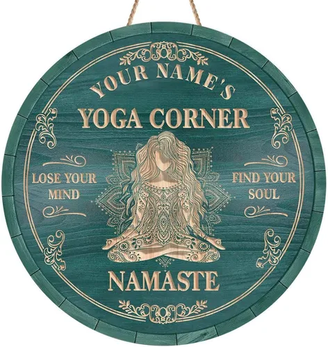 Artsy Woodsy Placa de pared de madera personalizada para estudio de yoga, Zen Den, sala de meditación, espacio de atención plena, letrero Namaste, 01
