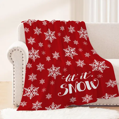 Miniatura 23 de Manta de Navidad para bebé, pequeña, roja, con copos de nieve de Navidad, manta de invierno y vacaciones, manta para arrullo de niños pequeños