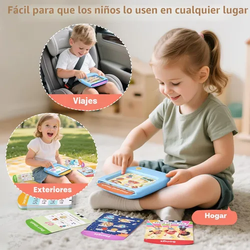 Miniatura 7 de JoyCat Tableta de Aprendizaje para Niños: 156 Páginas de Tarjetas Flash Toca-para-Leer con 20 Juegos de Escuchar y Encontrar, Juguete Montessori