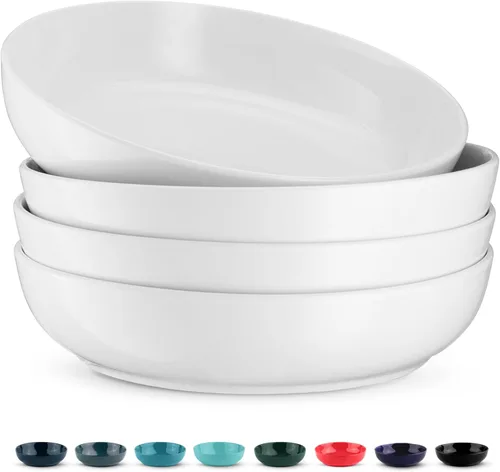 Miniatura 13 de KooK Juego de cuencos de porcelana para pasta, borde negro, juego de 4 40 oz