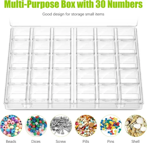 Miniatura 6 de 30 paquetes de contenedores organizadores apilables de plástico con tapas, mini recipientes para almacenamiento de cuentas, purpurina, limo, pintura
