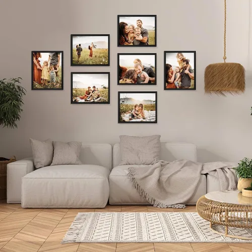 Miniatura 3 de Lyeasw Juego de 7 marcos para póster de 18 x 24 pulgadas, color negro, grandes de 18 x 24 pulgadas, para galería de fotos, marco de montaje en pared