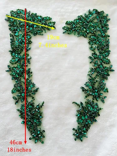 Miniatura 3 de Apliques hechos a mano con cuentas de diamantes de imitación para coser en parche de encaje de cristal, 1 par para ropa de bricolaje, vestido