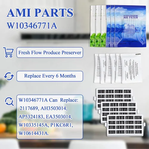 Miniatura 2 de AMI PARTS Filtro de aire de flujo fresco W10311524 AIR1 y repuesto de conservador de productos W10346771A compatible con refrigerador (6 paquetes)