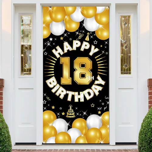 Miniatura 13 de Decoraciones de feliz cumpleaños número 16 para niños y niñas, pancarta de tela para cumpleaños de 16 años, suministros de fiesta de dieciséis años