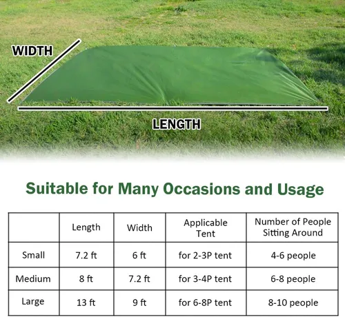 Miniatura 2 de AYAMAYA Tent Footprint, PU 3000 Waterproof Tent Ground Cloth Large Size for 2-8 Person Family Camping Tents Ground Sheet Mat with 6 Tent Stakes for