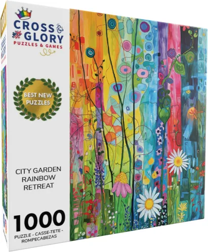 Miniatura 2 de Cross & Glory - Retiro Arcoíris en el Jardín de la Ciudad - Rompecabezas de 1000 Piezas para Adultos Paisaje Urbano de Jardín de Flores Fantástico