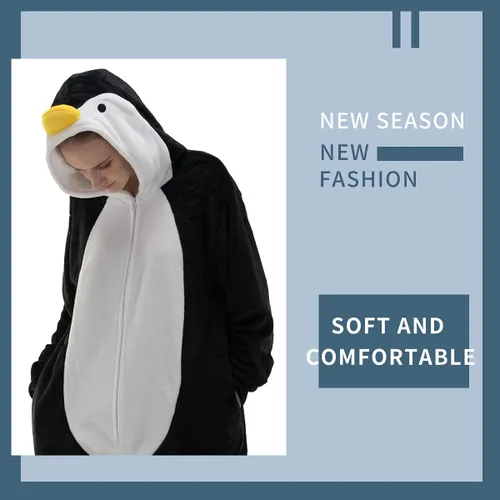 Miniatura 2 de COSUSKET Pijama unisex para adultos, pijama de franela para cosplay, disfraz de Halloween de una pieza, ropa de dormir para el hogar