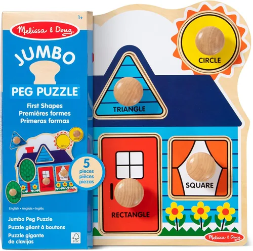 Miniatura 6 de Melissa & Doug First Shapes - Rompecabezas de pomo jumbo con formas, rompecabezas de clavijas de madera para niños pequeños, juguete educativo