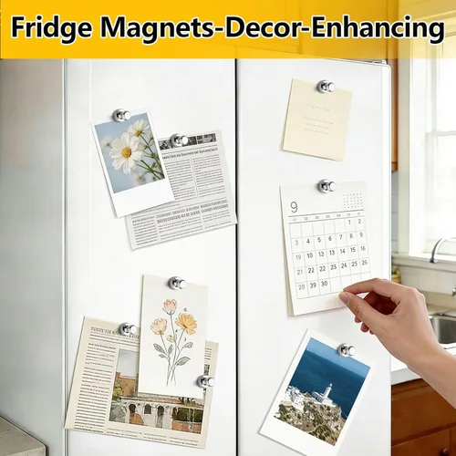 Miniatura 2 de VNDUEEY Imanes para refrigerador, imanes pequeños para nevera, 16 piezas, pizarra blanca, chinchetas magnéticas, fuertes clips magnéticos para Plata