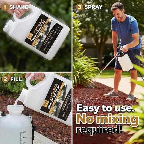 Miniatura 3 de DOMINATOR Mulch Anchor - Pegamento de mantillo para paisajismo Spray de pegamento para mantillo de goma, virutas de madera, paja de pino, cedro
