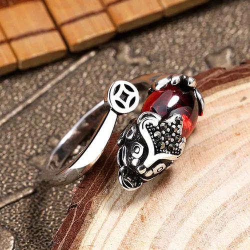 Miniatura 6 de Roexboz Anillo de plata Pixiu Budista Feng Shui Anillos para hombres y mujeres, apertura ajustable, anillo de riqueza de la suerte, regalo
