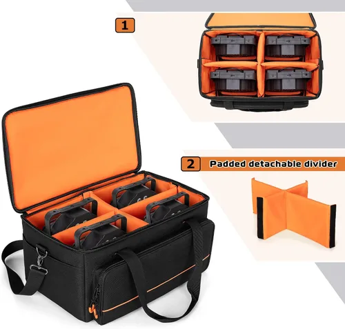 Miniatura 2 de LUXJA Bolsa de luz acolchada para 4 luces par, funda con divisor interior y bolsillos para accesorios, color negro